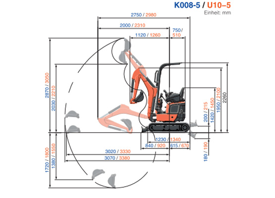 1,2 t Minibagger Bagger mieten - Kubota U10-5